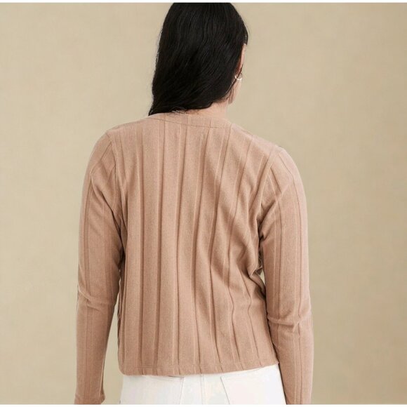 Madewell Ribbed Sweater-Knit Cardigan Faded Earth Tan Sz. Small - Picture 2 of 7